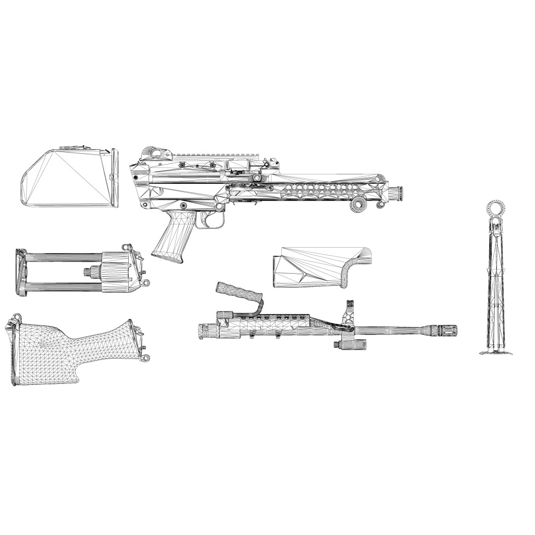 M249 Saw 3D Model – Low Poly Game-Ready Rigged Asset, FBX/Blender