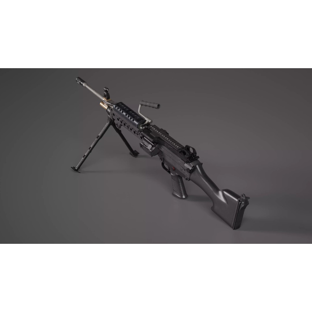 M249 Saw 3D Model – Low Poly Game-Ready Rigged Asset, FBX/Blender - View 10