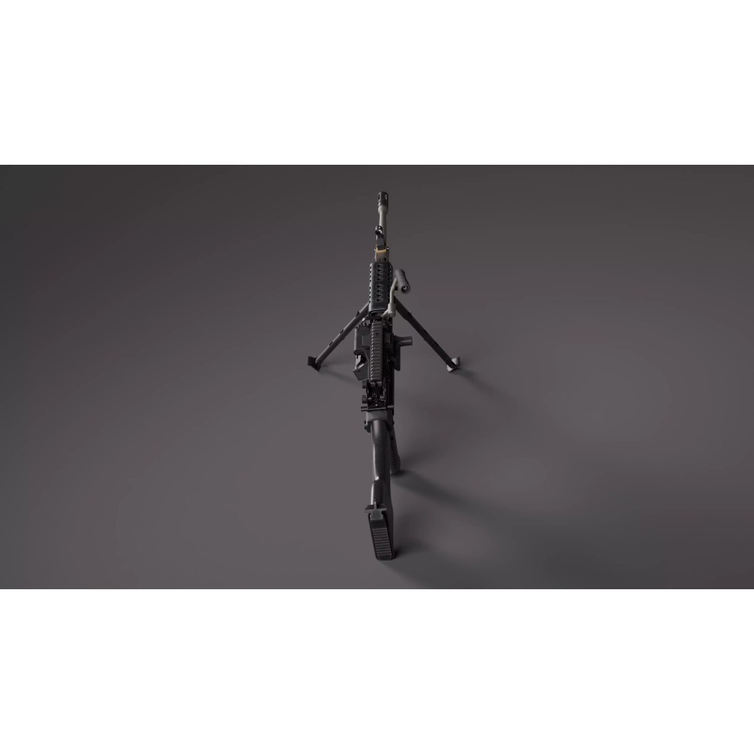 M249 Saw 3D Model – Low Poly Game-Ready Rigged Asset, FBX/Blender - View 11