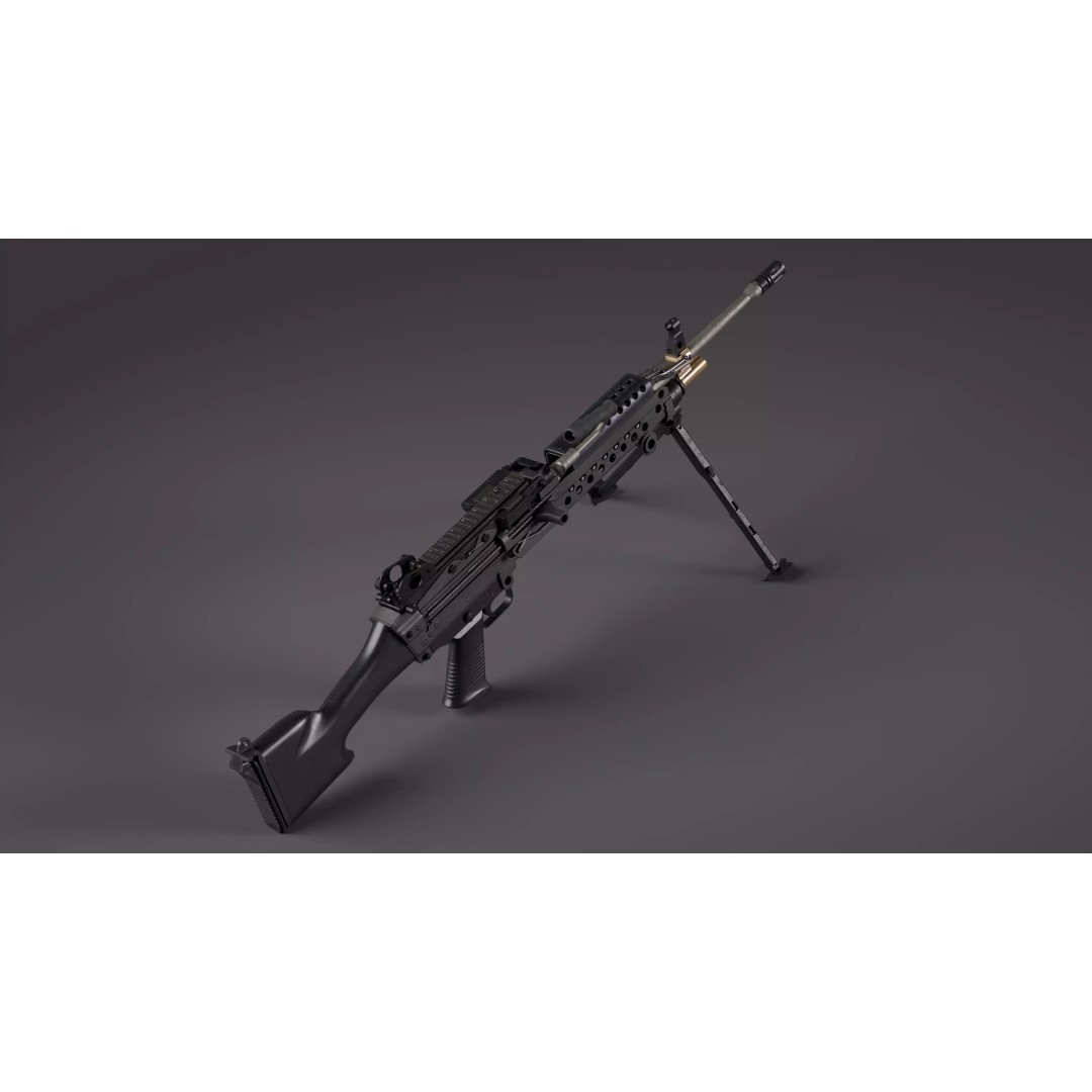 M249 Saw 3D Model – Low Poly Game-Ready Rigged Asset, FBX/Blender - View 12