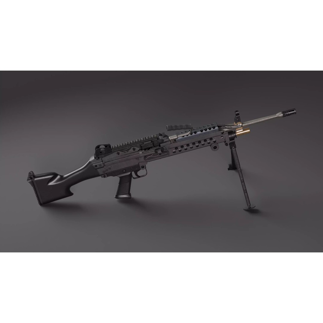 M249 Saw 3D Model – Low Poly Game-Ready Rigged Asset, FBX/Blender - View 13