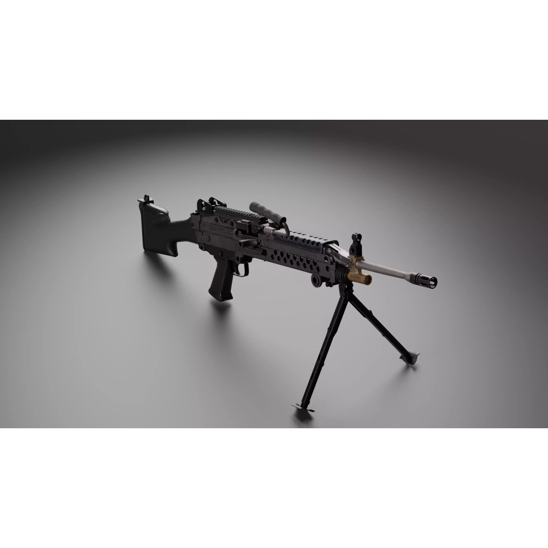 M249 Saw 3D Model – Low Poly Game-Ready Rigged Asset, FBX/Blender - View 14