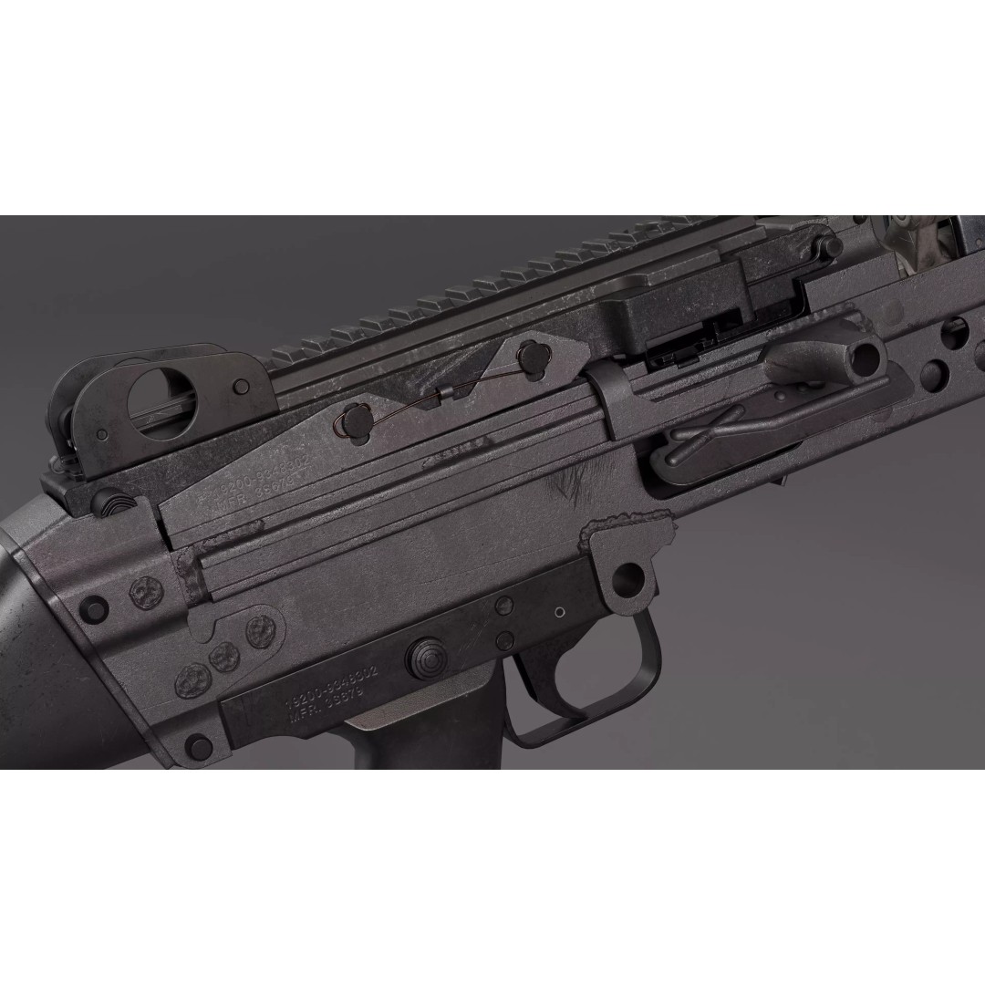 M249 Saw 3D Model – Low Poly Game-Ready Rigged Asset, FBX/Blender - View 15