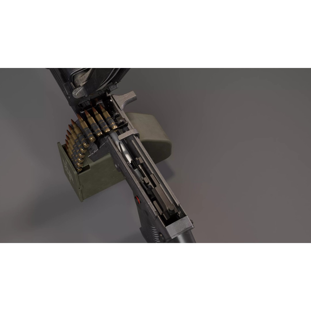 M249 Saw 3D Model – Low Poly Game-Ready Rigged Asset, FBX/Blender - View 17
