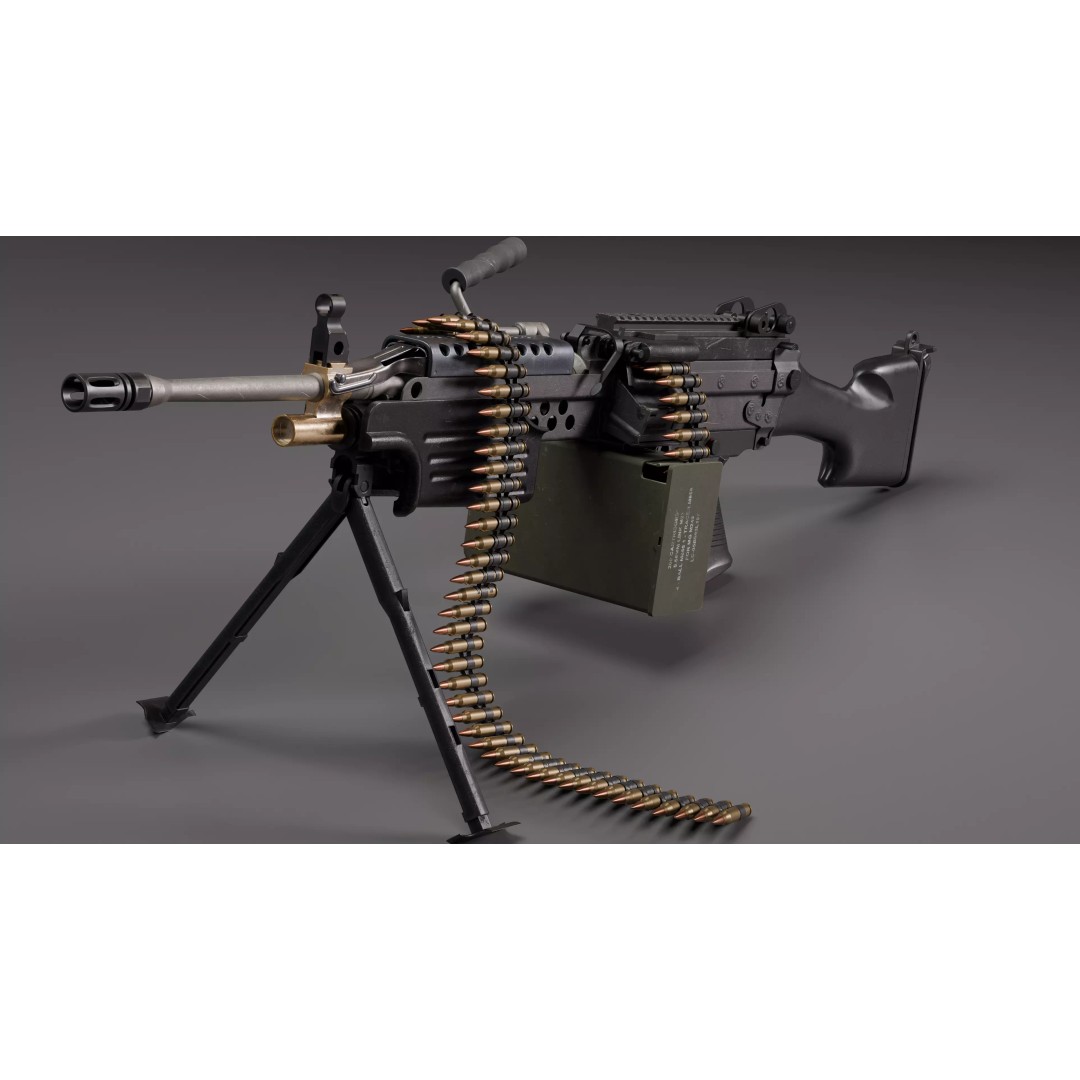 M249 Saw 3D Model – Low Poly Game-Ready Rigged Asset, FBX/Blender - View 2