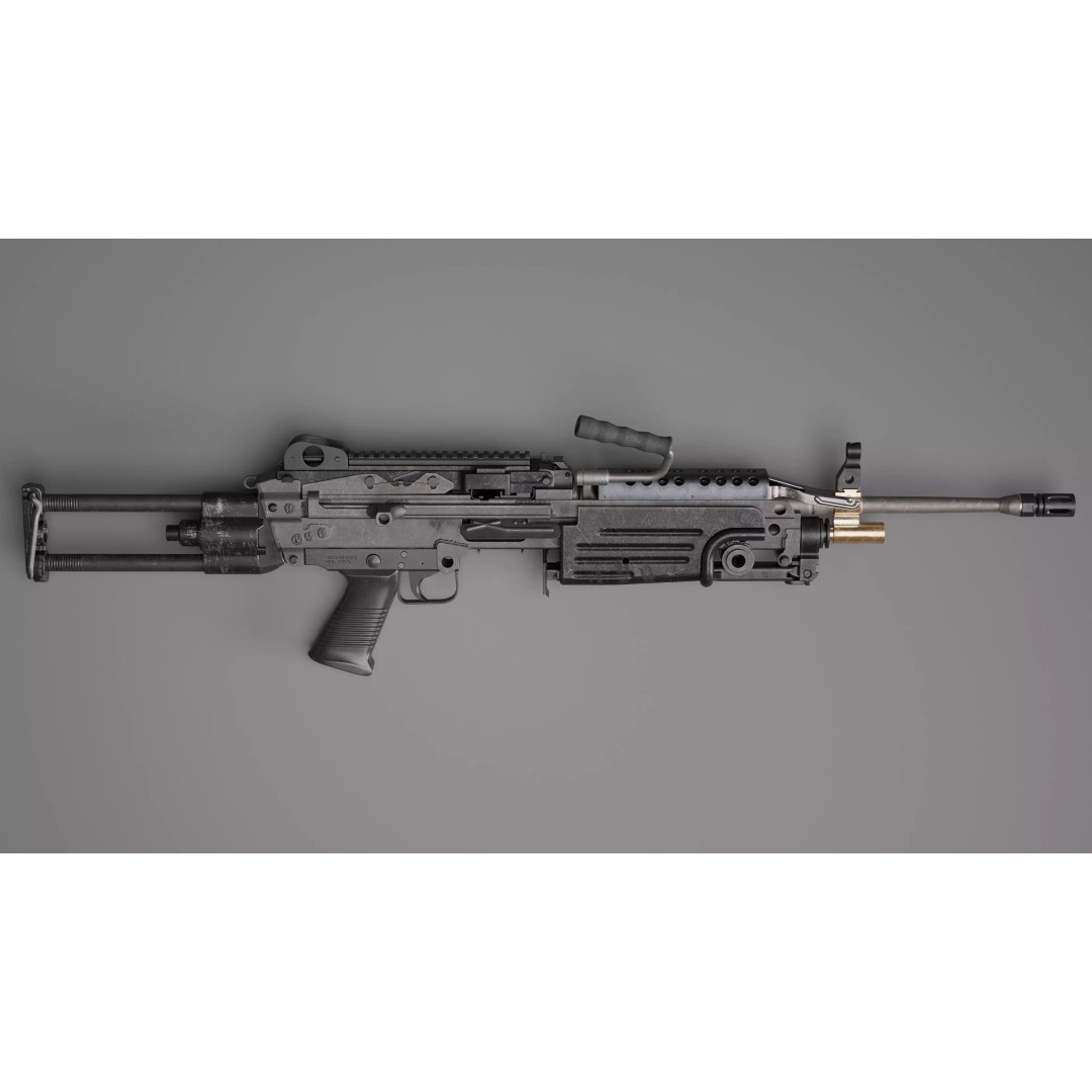 M249 Saw 3D Model – Low Poly Game-Ready Rigged Asset, FBX/Blender - View 21
