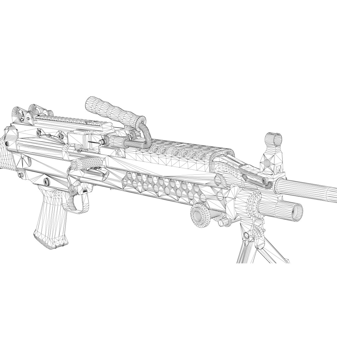 M249 Saw 3D Model – Low Poly Game-Ready Rigged Asset, FBX/Blender - View 27