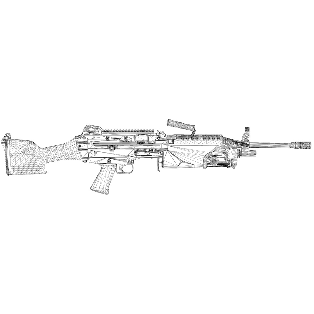 M249 Saw 3D Model – Low Poly Game-Ready Rigged Asset, FBX/Blender - View 32