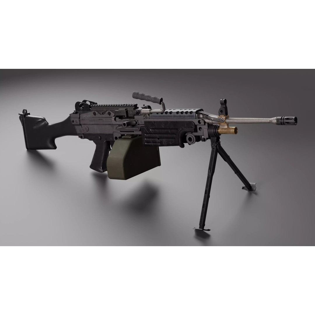 M249 Saw 3D Model – Low Poly Game-Ready Rigged Asset, FBX/Blender - View 5