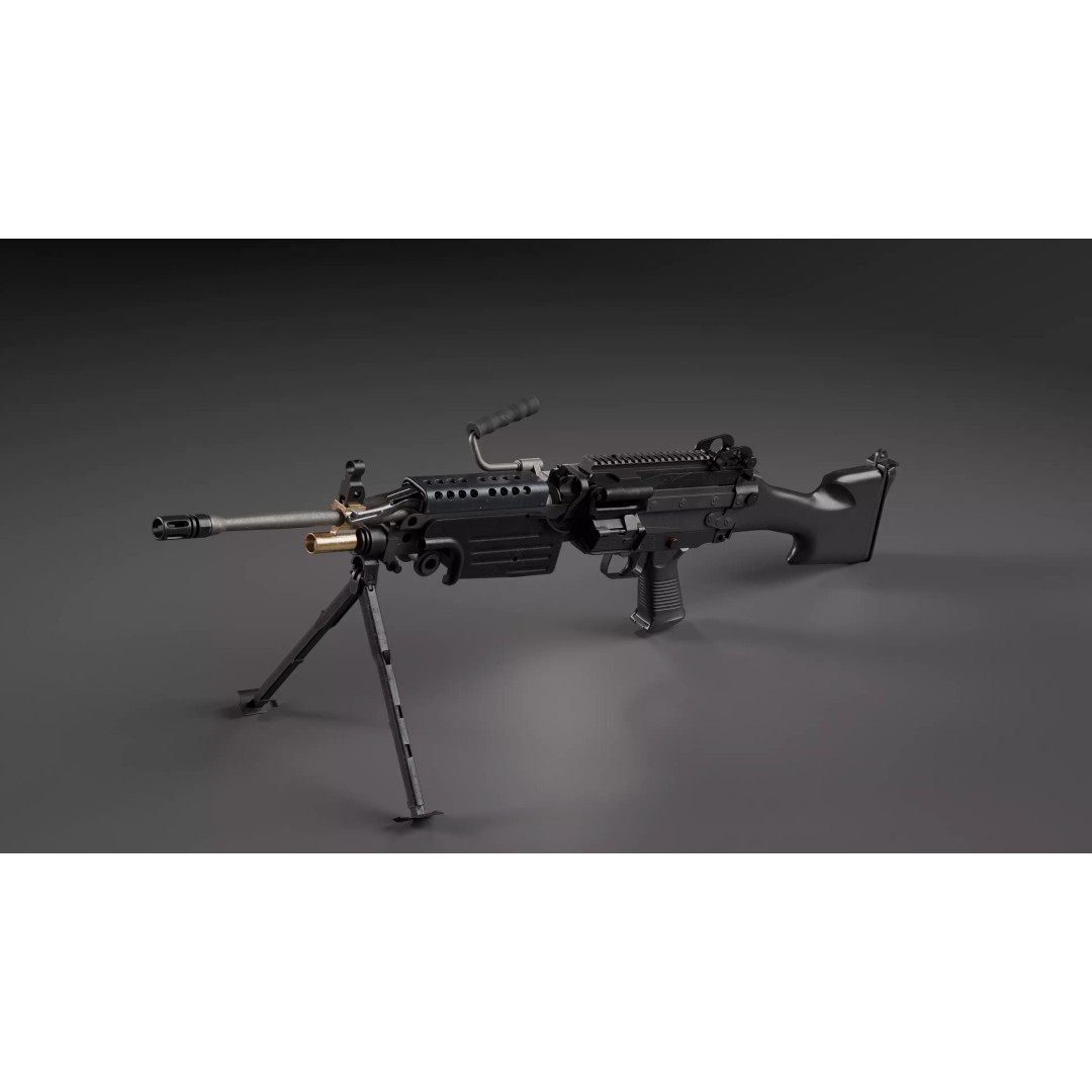 M249 Saw 3D Model – Low Poly Game-Ready Rigged Asset, FBX/Blender - View 6