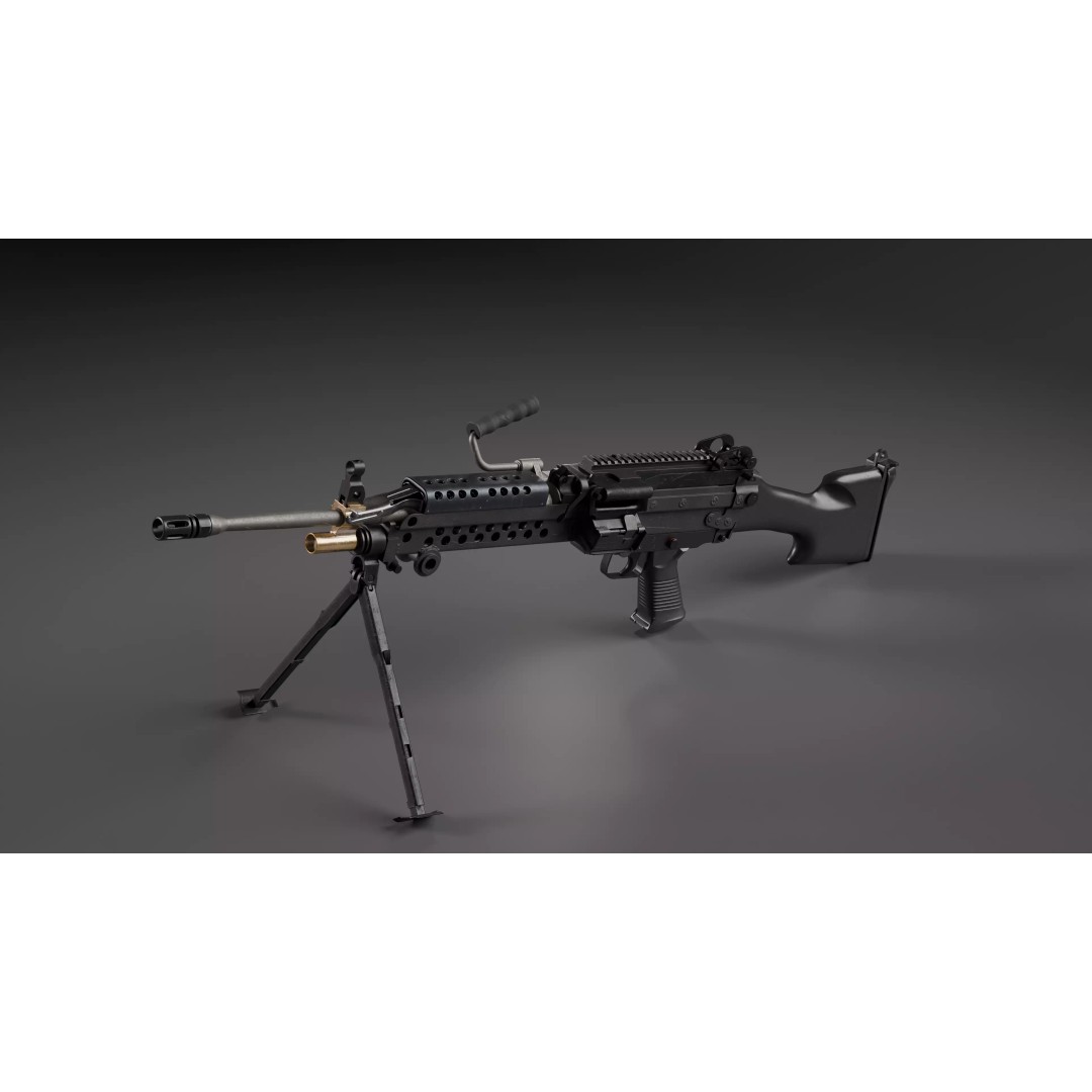 M249 Saw 3D Model – Low Poly Game-Ready Rigged Asset, FBX/Blender - View 7
