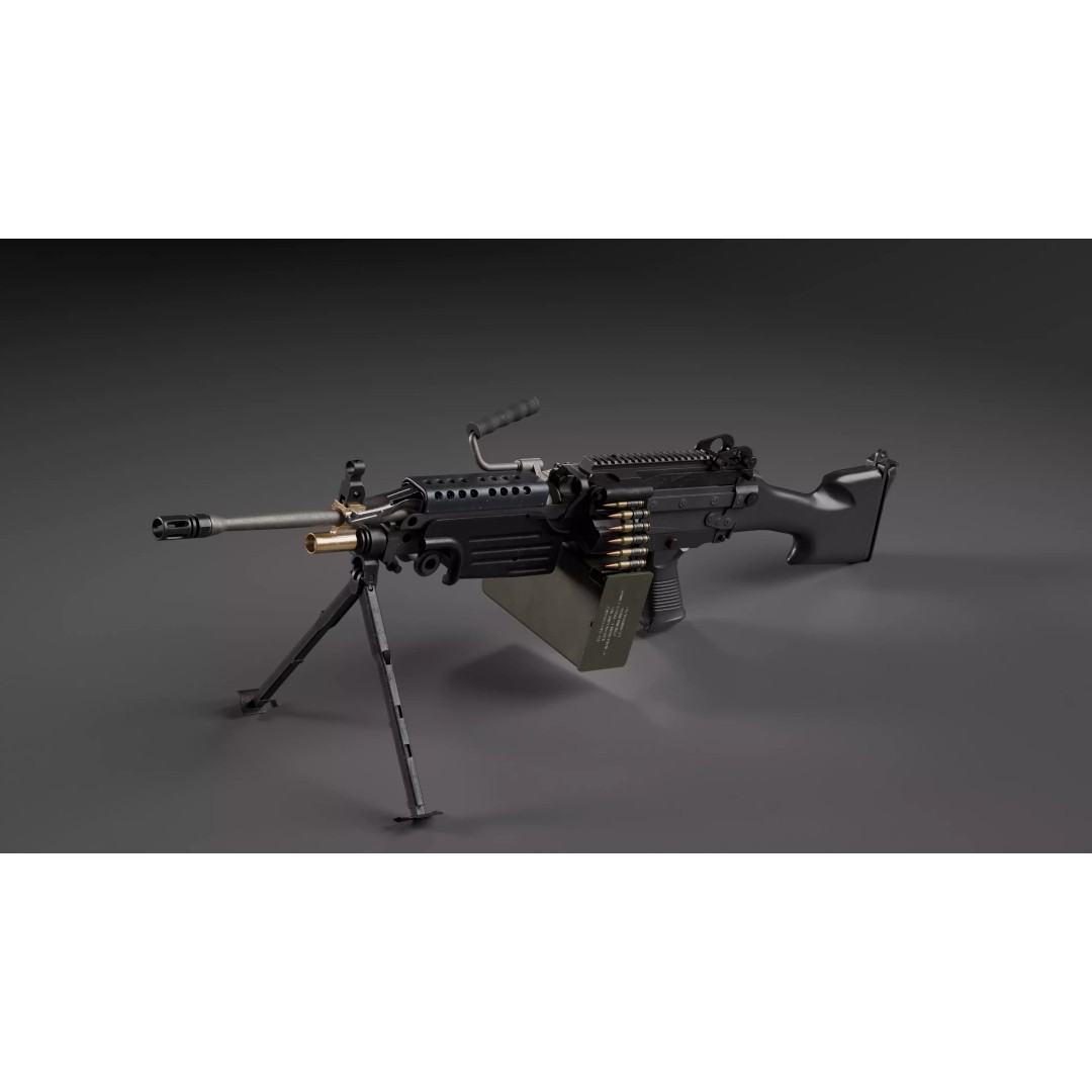 M249 Saw 3D Model – Low Poly Game-Ready Rigged Asset, FBX/Blender - View 8