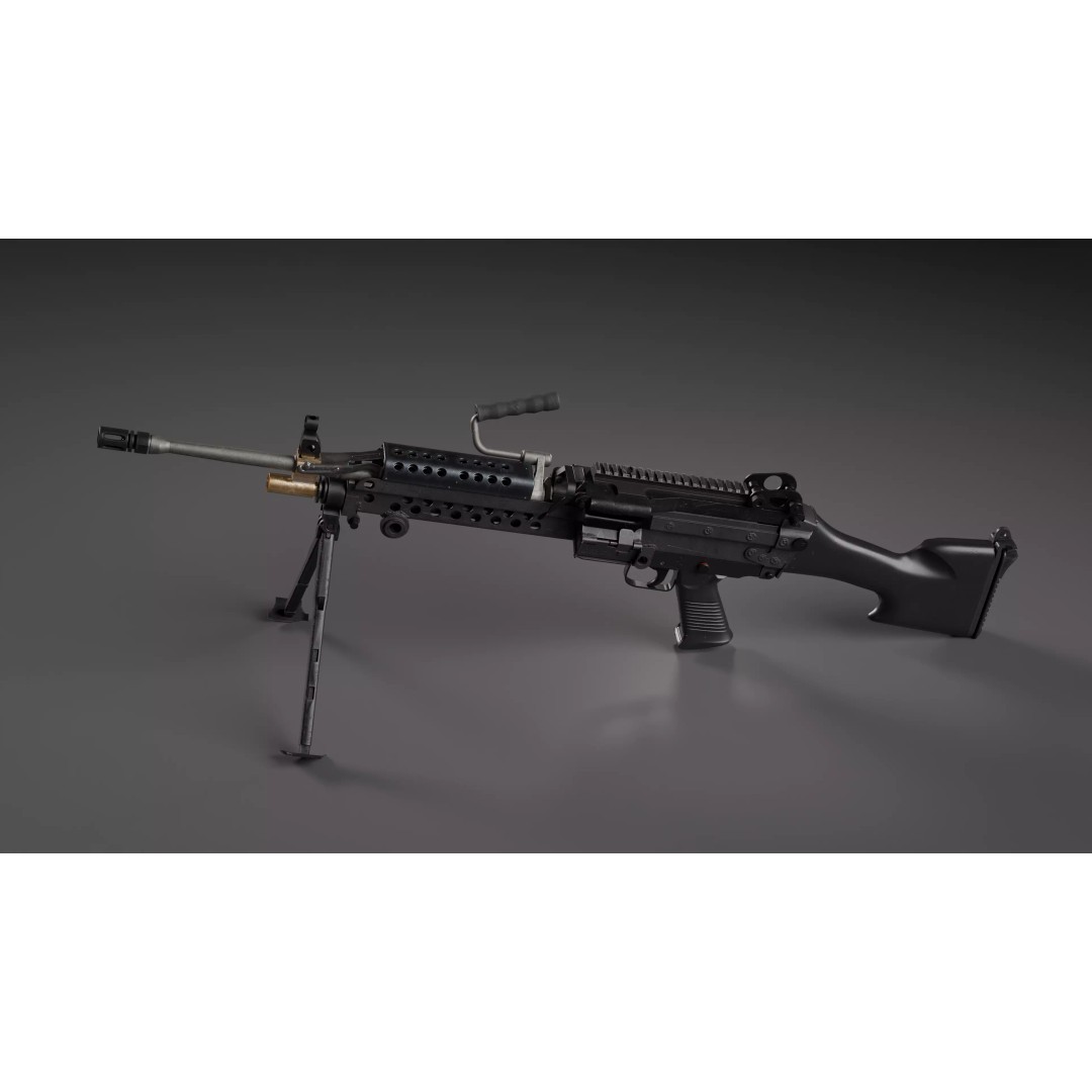 M249 Saw 3D Model – Low Poly Game-Ready Rigged Asset, FBX/Blender - View 9