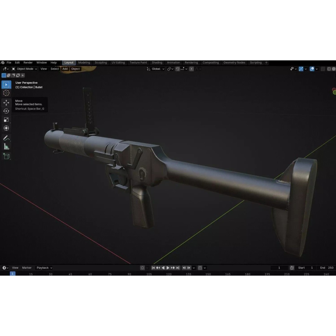 SingaPore CIS Grenade Launcher 3D Model – Low Poly PBR Game Asset, FBX