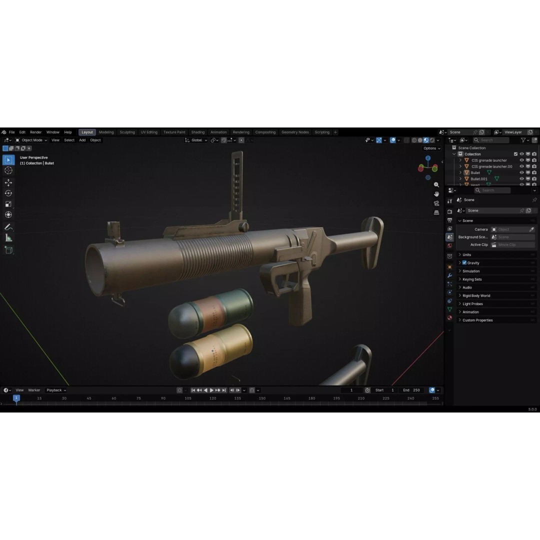 SingaPore CIS Grenade Launcher 3D Model – Low Poly PBR Game Asset, FBX - View 46