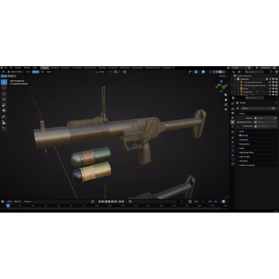 SingaPore CIS Grenade Launcher 3D Model – Low Poly PBR Game Asset, FBX - View 48