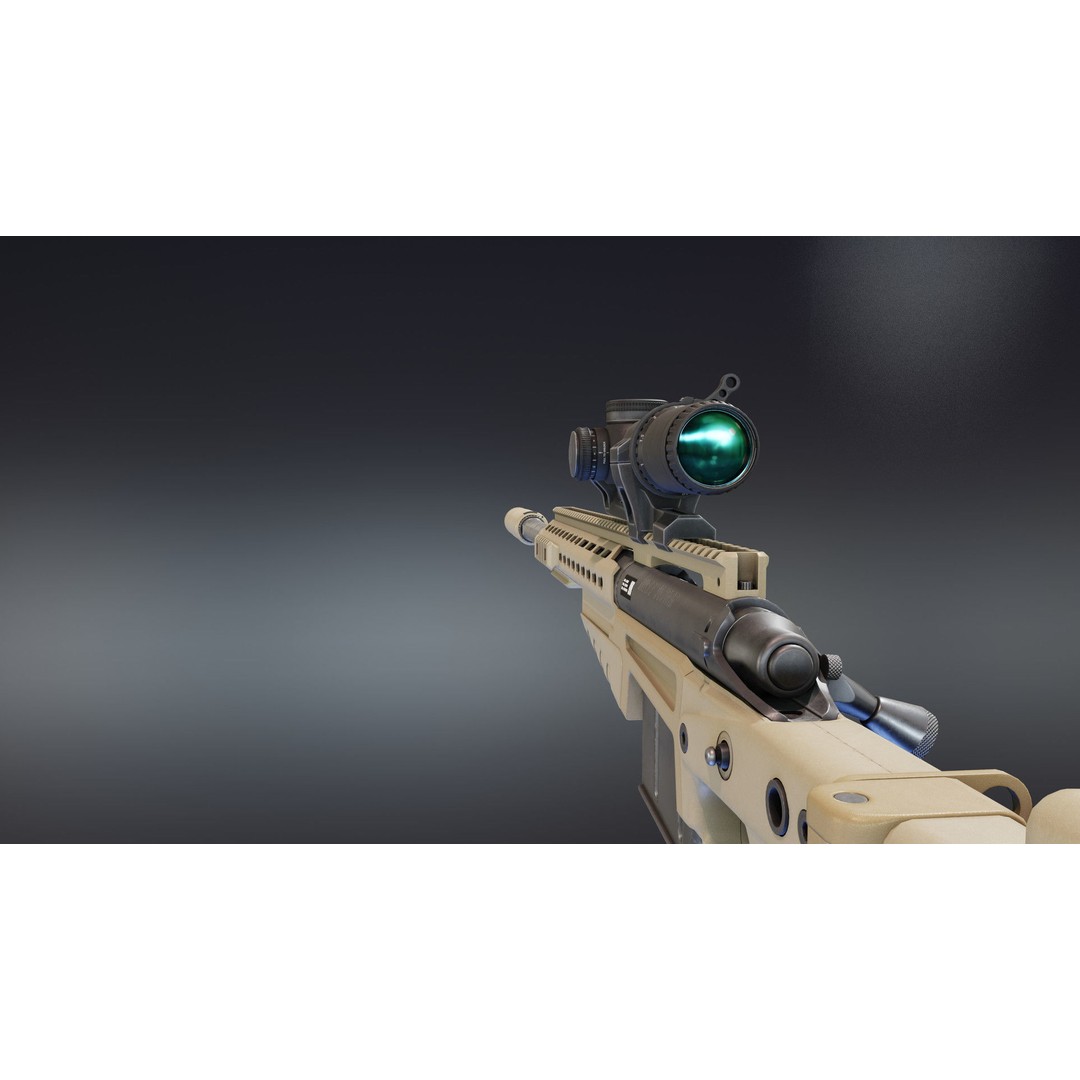 AICS MK13 Mod7 3D Model – Low Poly Rigged Sniper Rifle, FBX - View 5