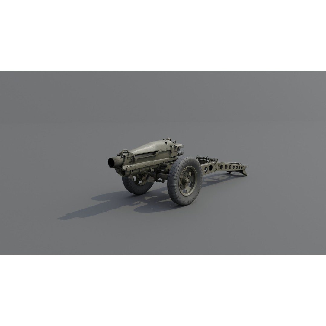 75mm Pack Howitzer M1A1 3D Model – Low Poly Game Asset, FBX