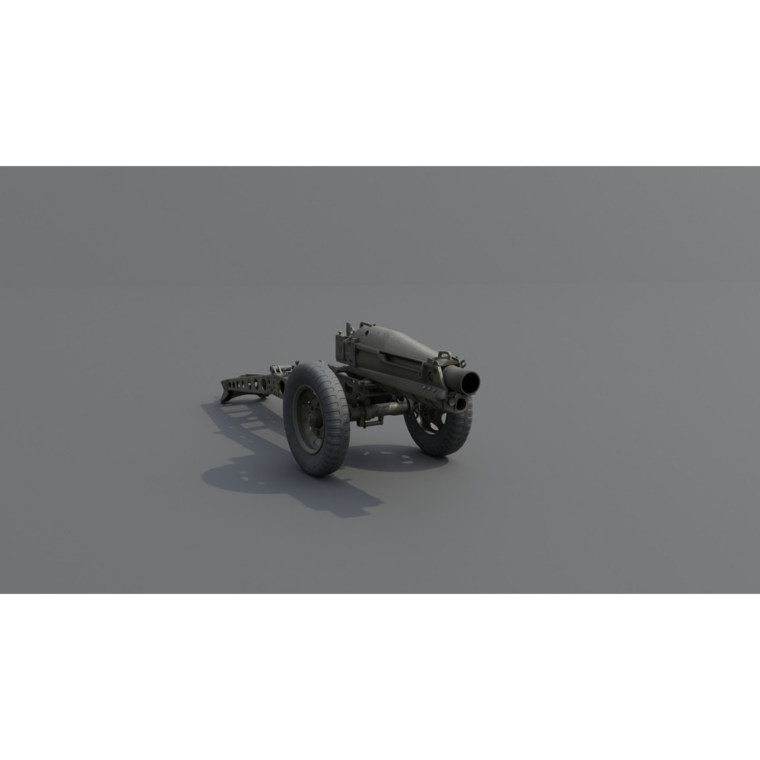 75mm Pack Howitzer M1A1 3D Model – Low Poly Game Asset, FBX - View 13