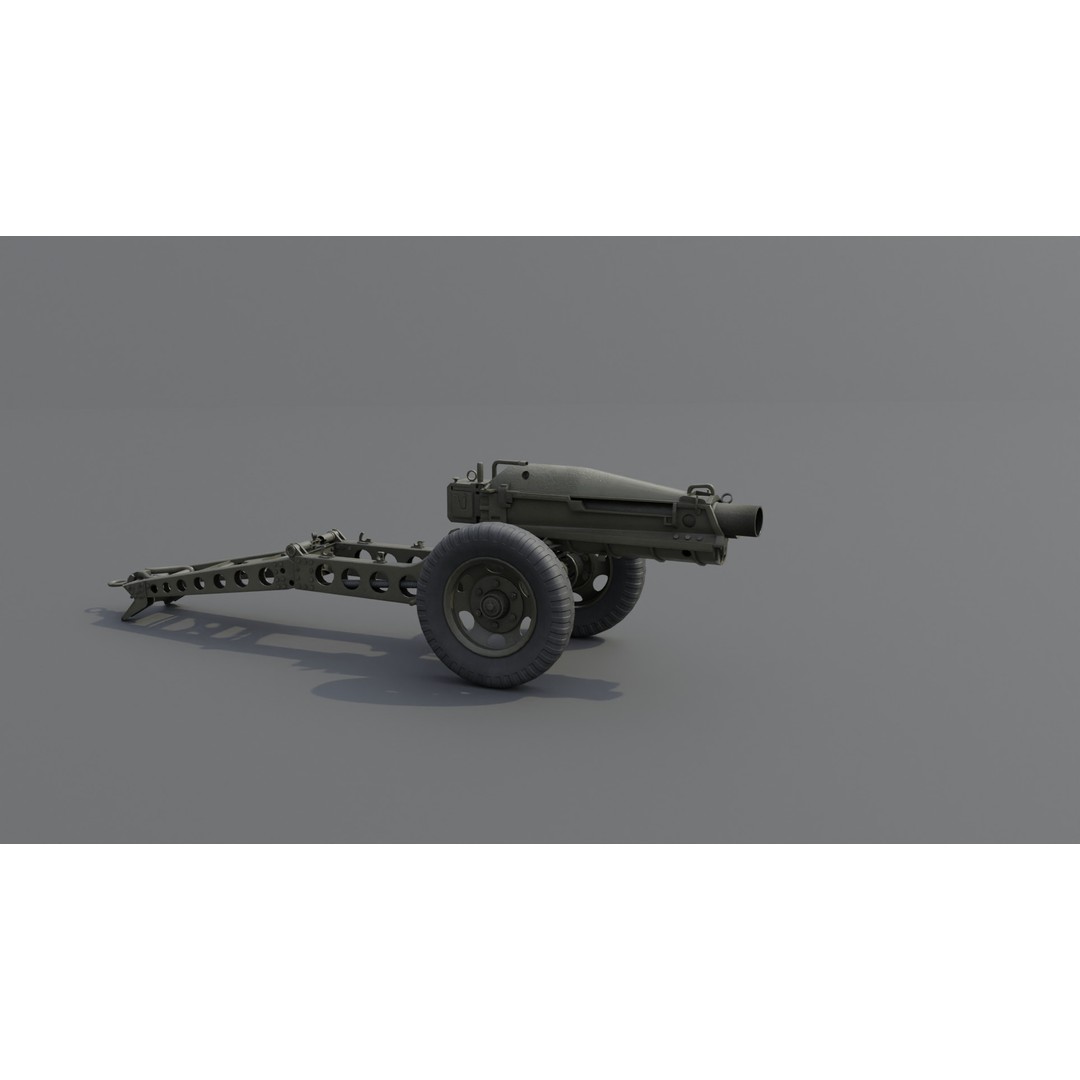 75mm Pack Howitzer M1A1 3D Model – Low Poly Game Asset, FBX - View 14