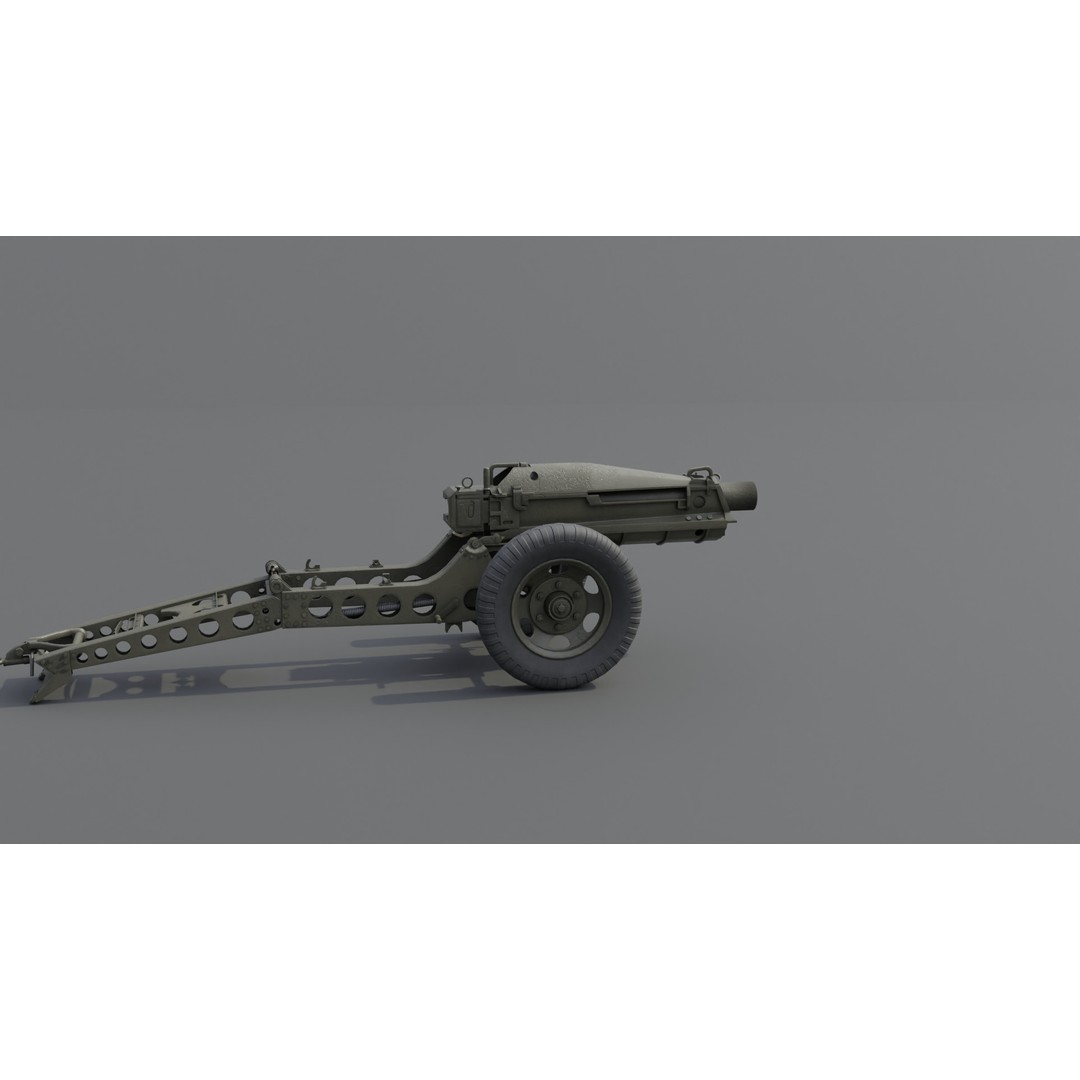 75mm Pack Howitzer M1A1 3D Model – Low Poly Game Asset, FBX - View 15