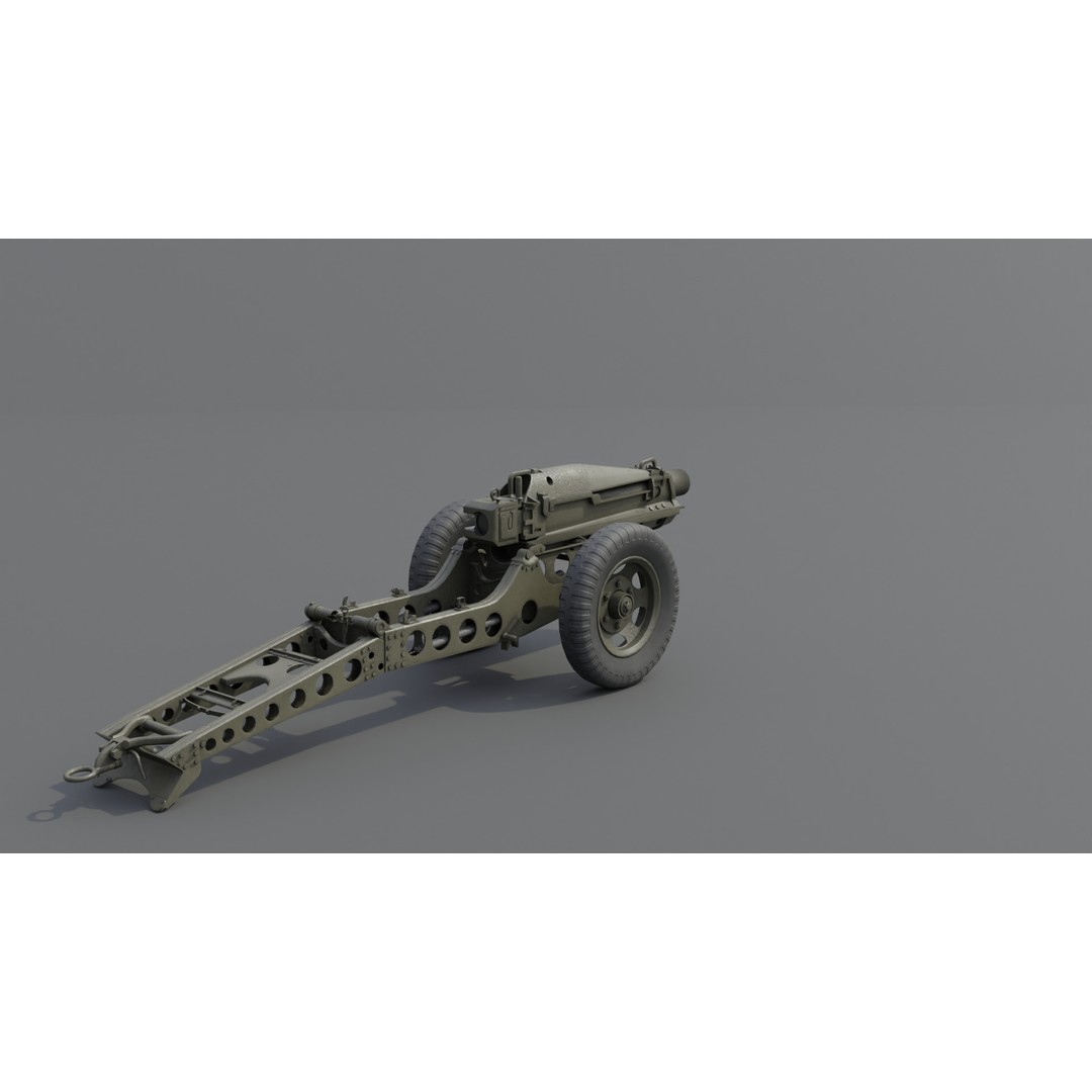 75mm Pack Howitzer M1A1 3D Model – Low Poly Game Asset, FBX - View 16