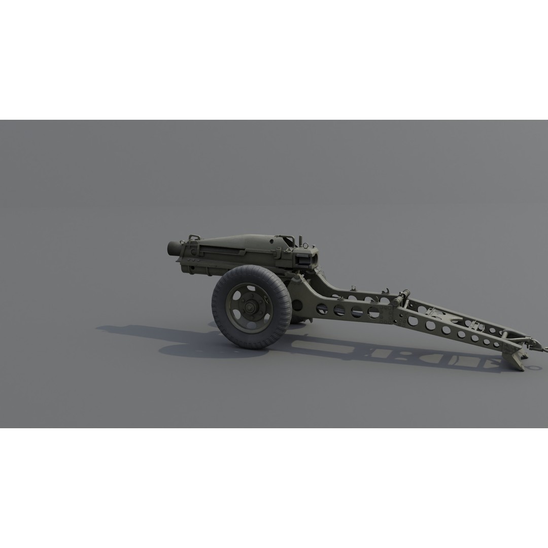 75mm Pack Howitzer M1A1 3D Model – Low Poly Game Asset, FBX - View 19