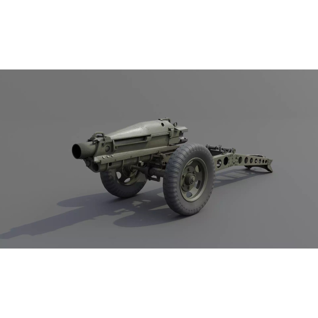 75mm Pack Howitzer M1A1 3D Model – Low Poly Game Asset, FBX - View 2
