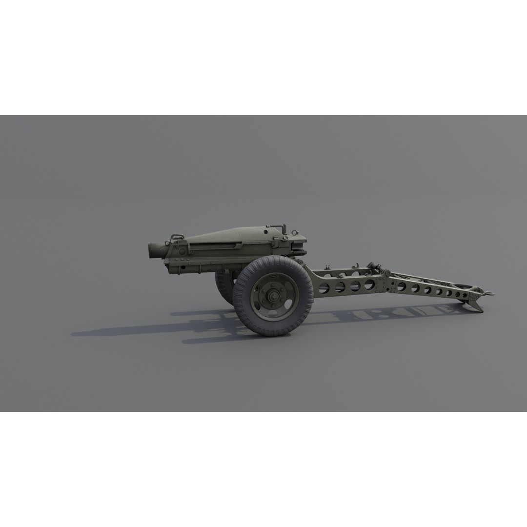 75mm Pack Howitzer M1A1 3D Model – Low Poly Game Asset, FBX - View 20