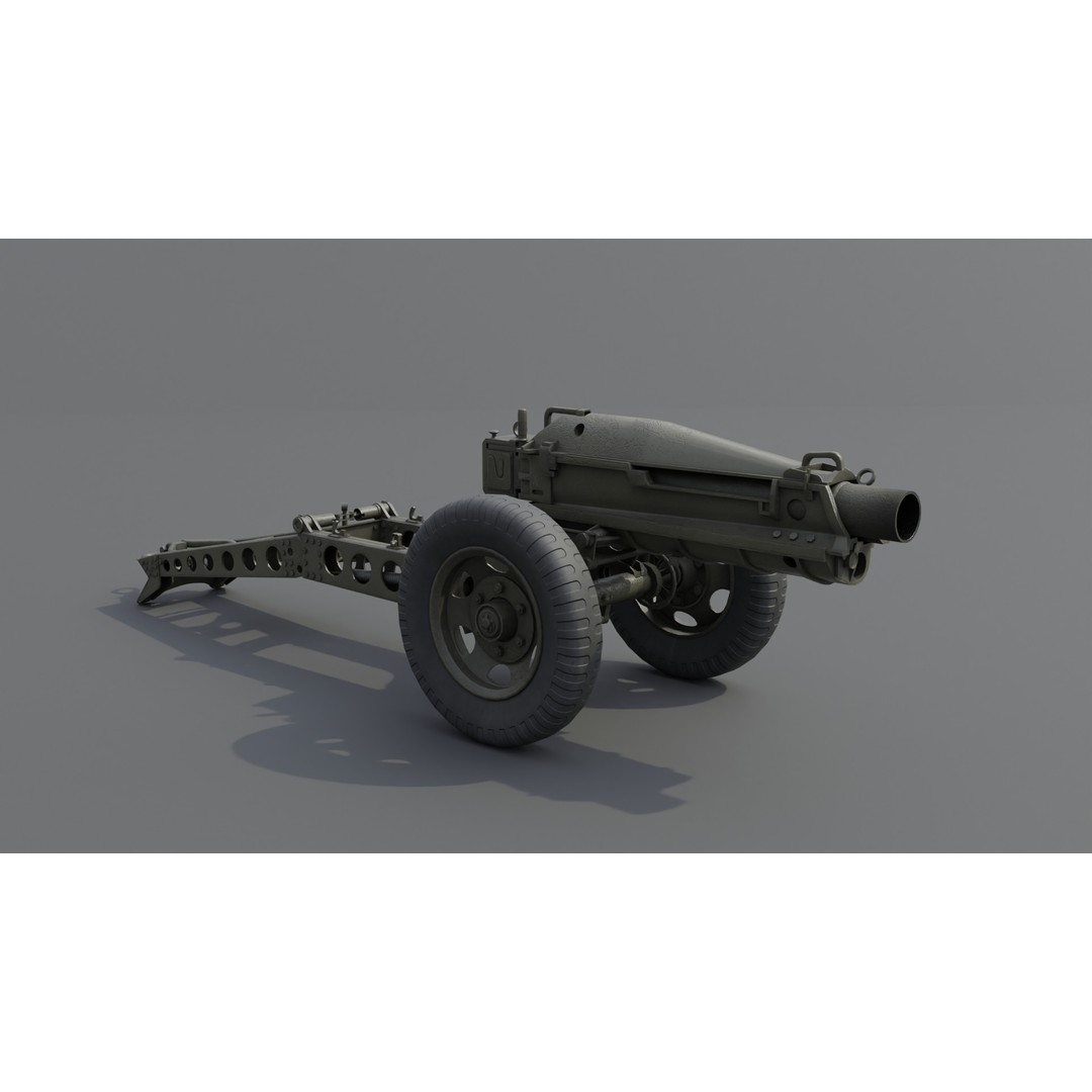 75mm Pack Howitzer M1A1 3D Model – Low Poly Game Asset, FBX - View 4