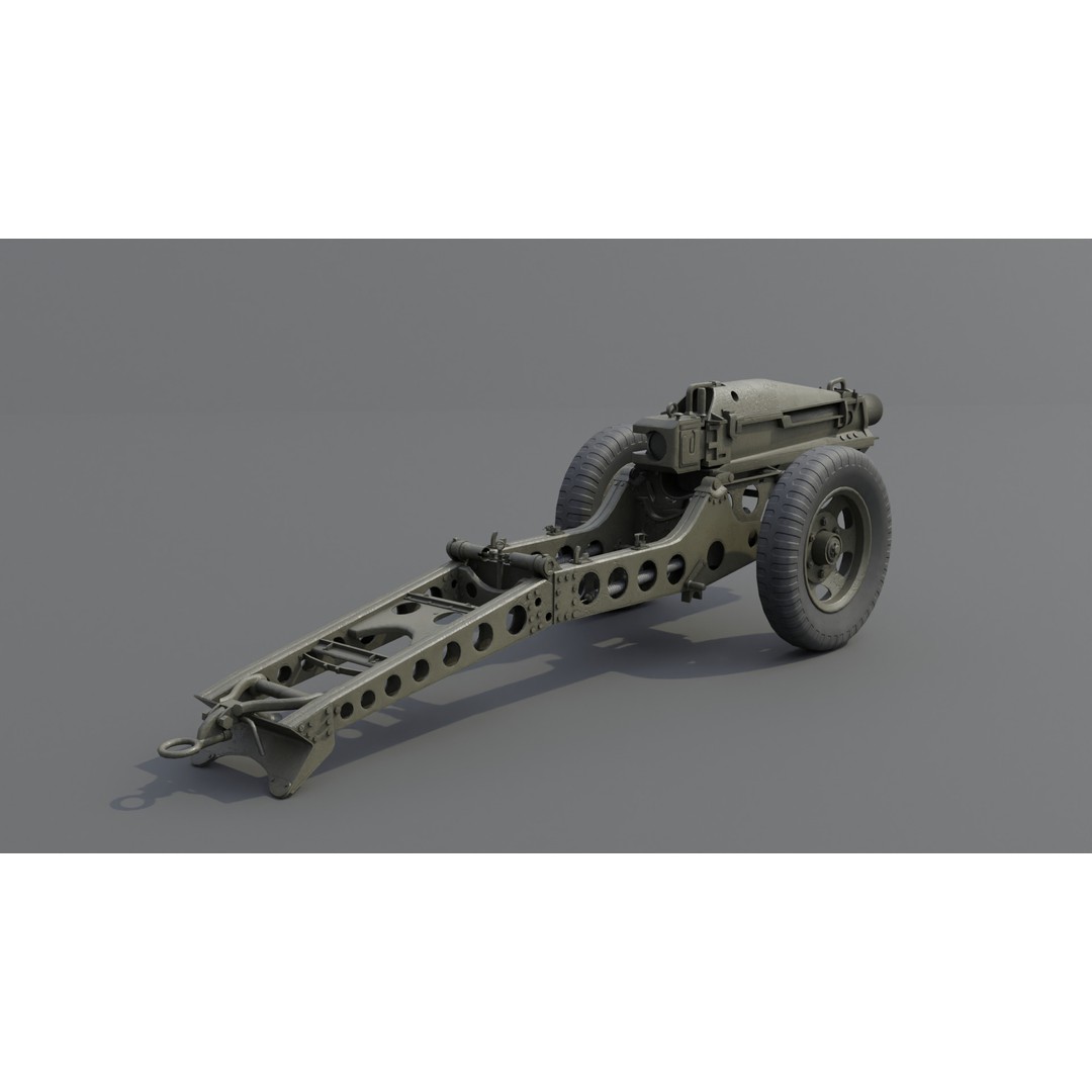 75mm Pack Howitzer M1A1 3D Model – Low Poly Game Asset, FBX - View 5