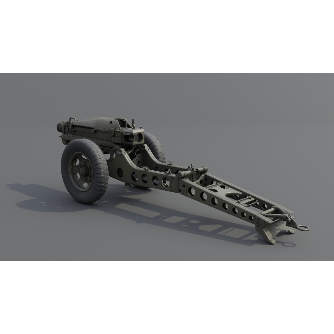 75mm Pack Howitzer M1A1 3D Model – Low Poly Game Asset, FBX - View 6