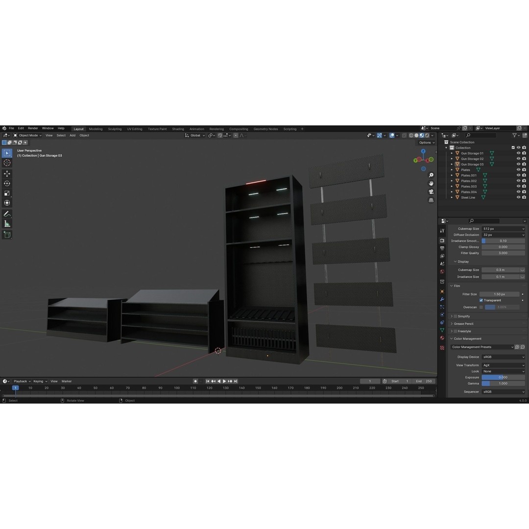 Gun Storage Rack 3D Model – Low Poly Tactical Asset, FBX, PBR - View 23
