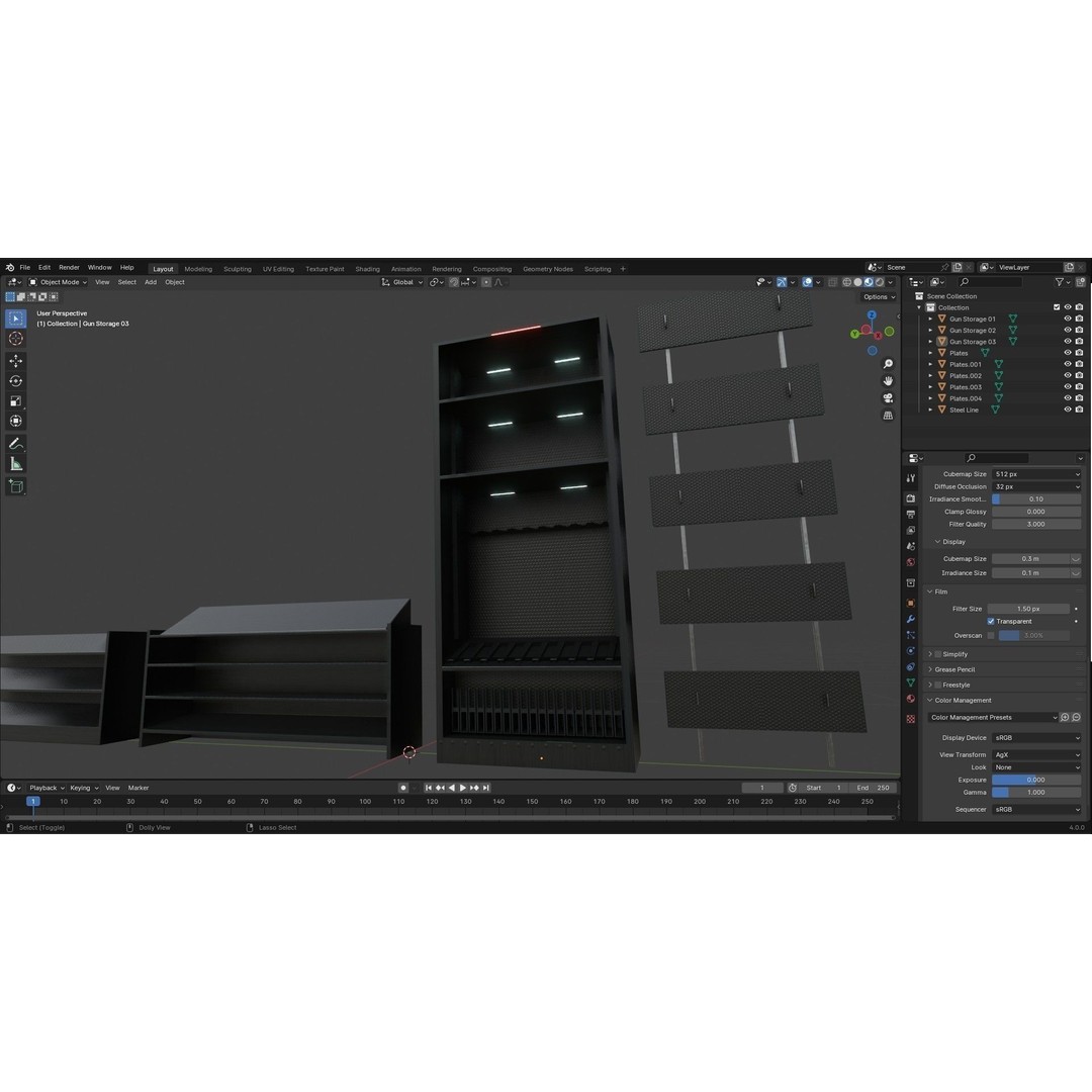 Gun Storage Rack 3D Model – Low Poly Tactical Asset, FBX, PBR - View 25