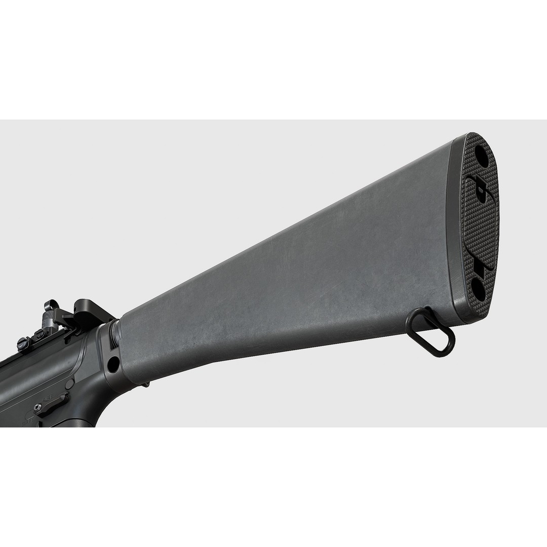 Colt A2 Buttstock 3D Model – Low Poly Replica Asset, FBX - View 9