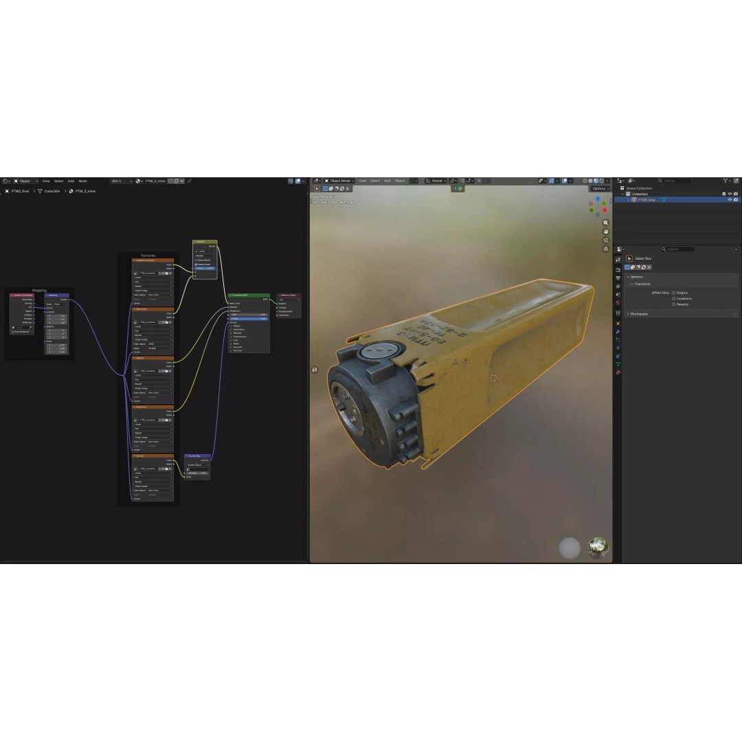 PTM-3 Anti-Tank Mine 3D Model – Low Poly Game-Ready Asset, FBX - View 22