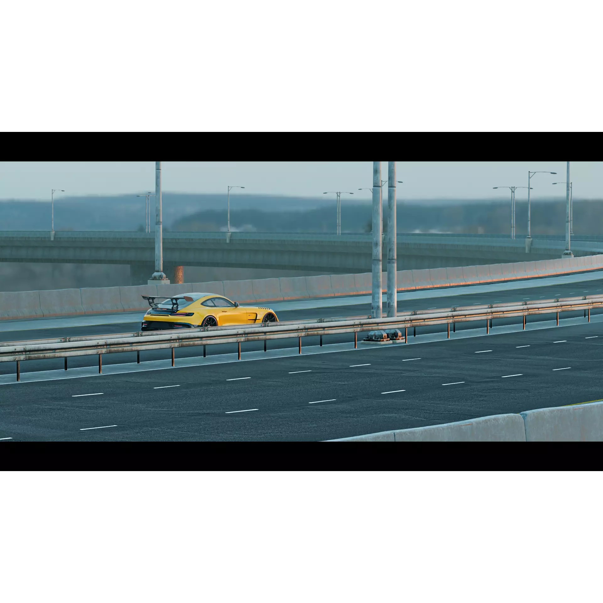 Realistic Highway - Low-Poly Game-Ready 3D Model - View 2