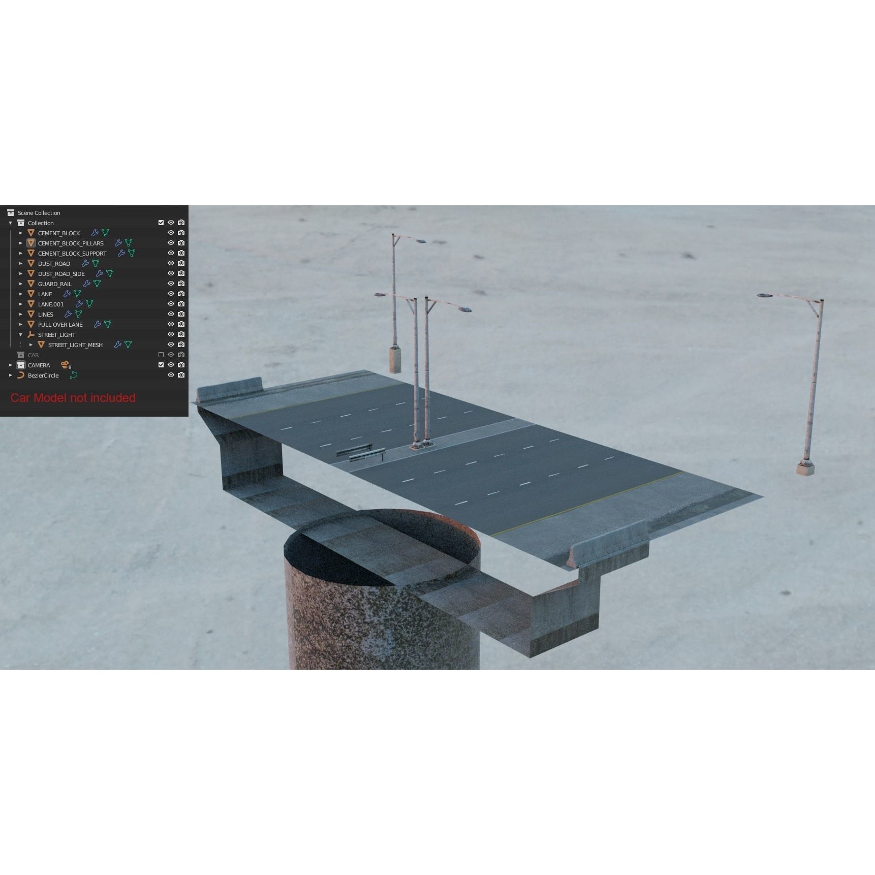 Realistic Highway - Low-Poly Game-Ready 3D Model - View 24