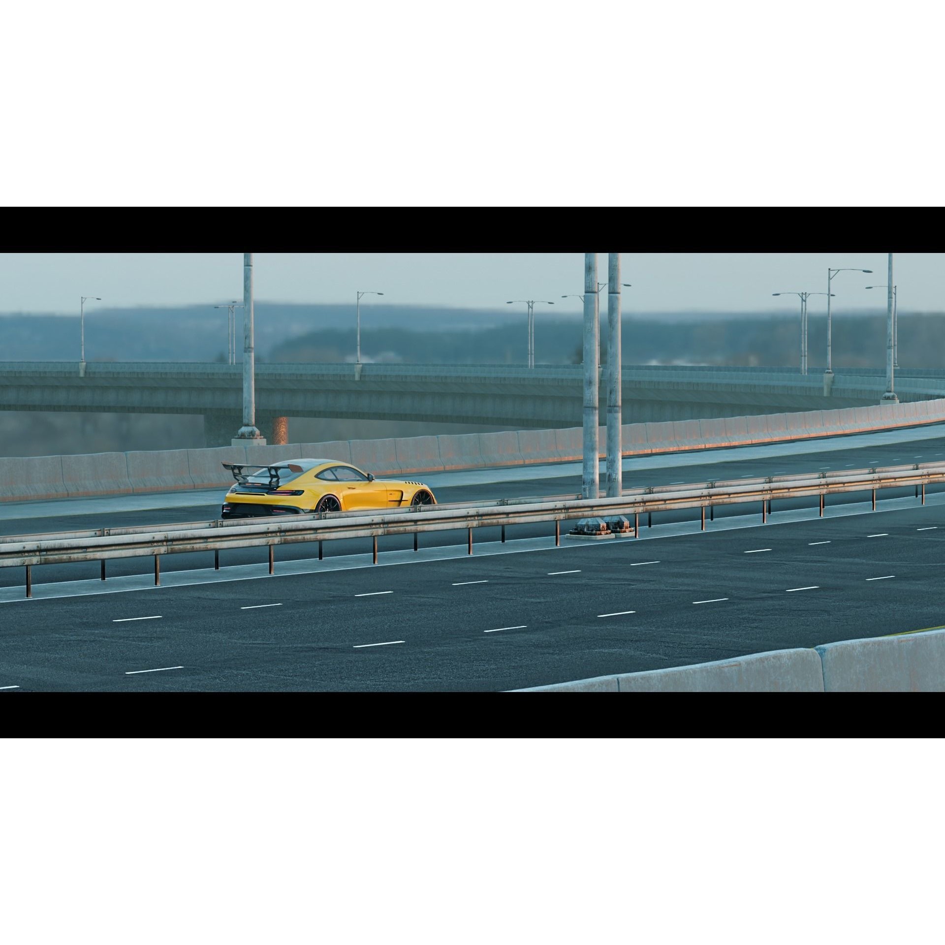 Realistic Highway - Low-Poly Game-Ready 3D Model - View 6
