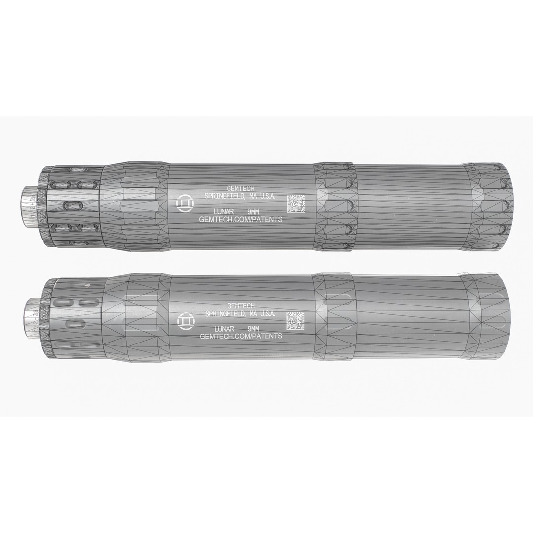 Gemtech Lunar 9 Handgun Suppressor 3D Model – Low Poly Game Asset, FBX