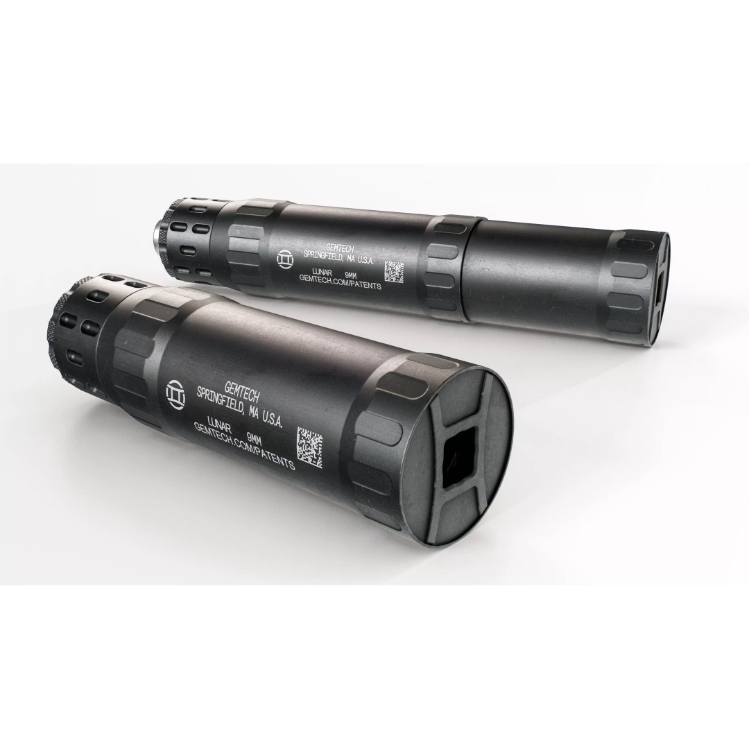 Gemtech Lunar 9 Handgun Suppressor 3D Model – Low Poly Game Asset, FBX - View 2