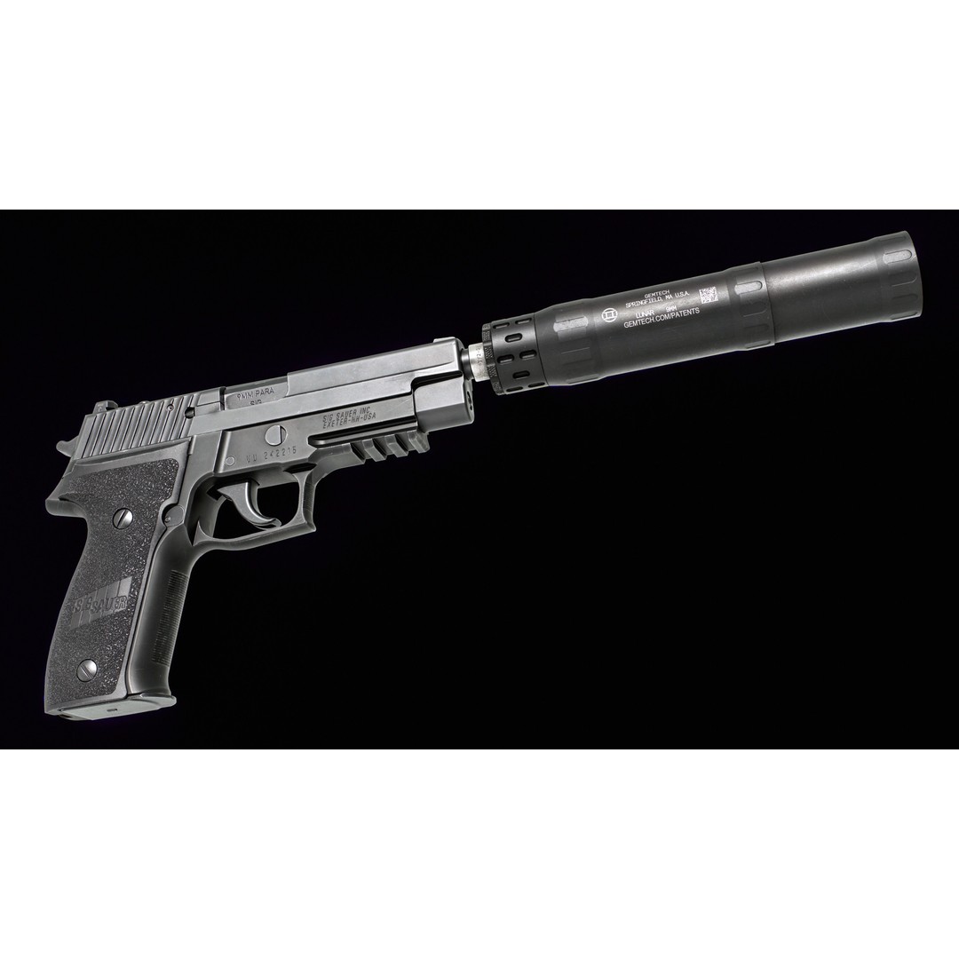 Gemtech Lunar 9 Handgun Suppressor 3D Model – Low Poly Game Asset, FBX - View 4