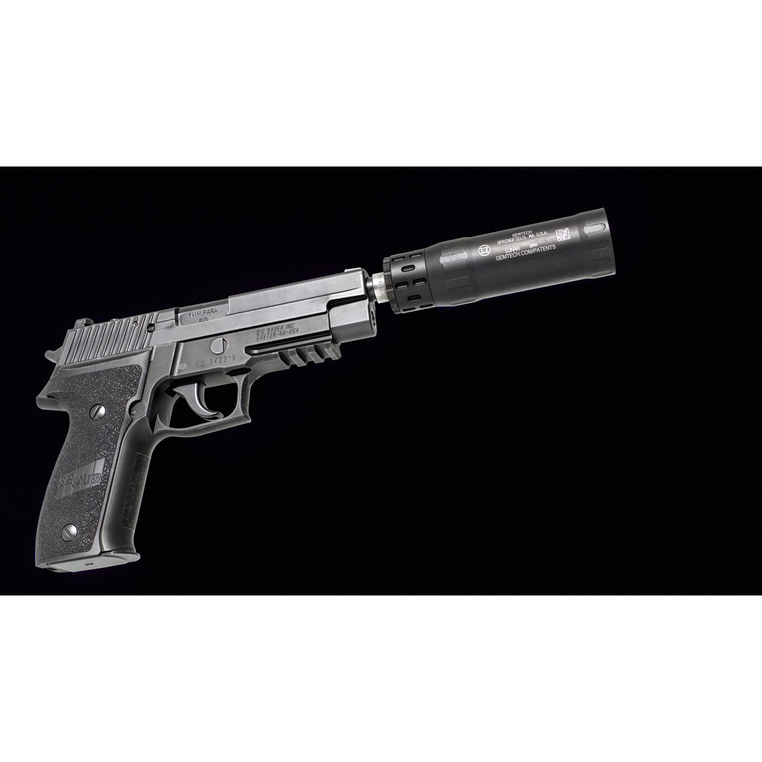 Gemtech Lunar 9 Handgun Suppressor 3D Model – Low Poly Game Asset, FBX - View 5