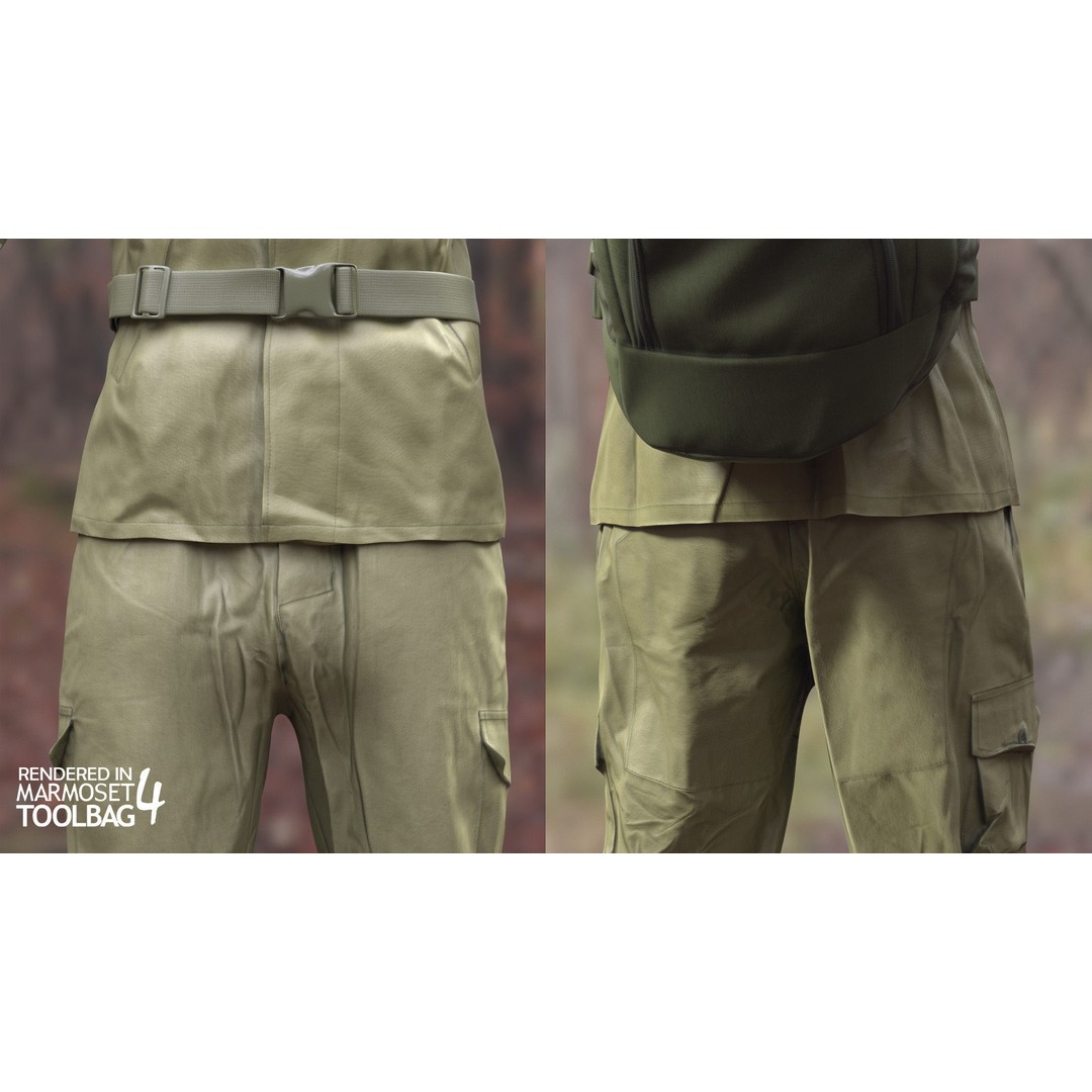 Male Hunting Outfit 3D Model – Low Poly Rigged Character for Games - View 11