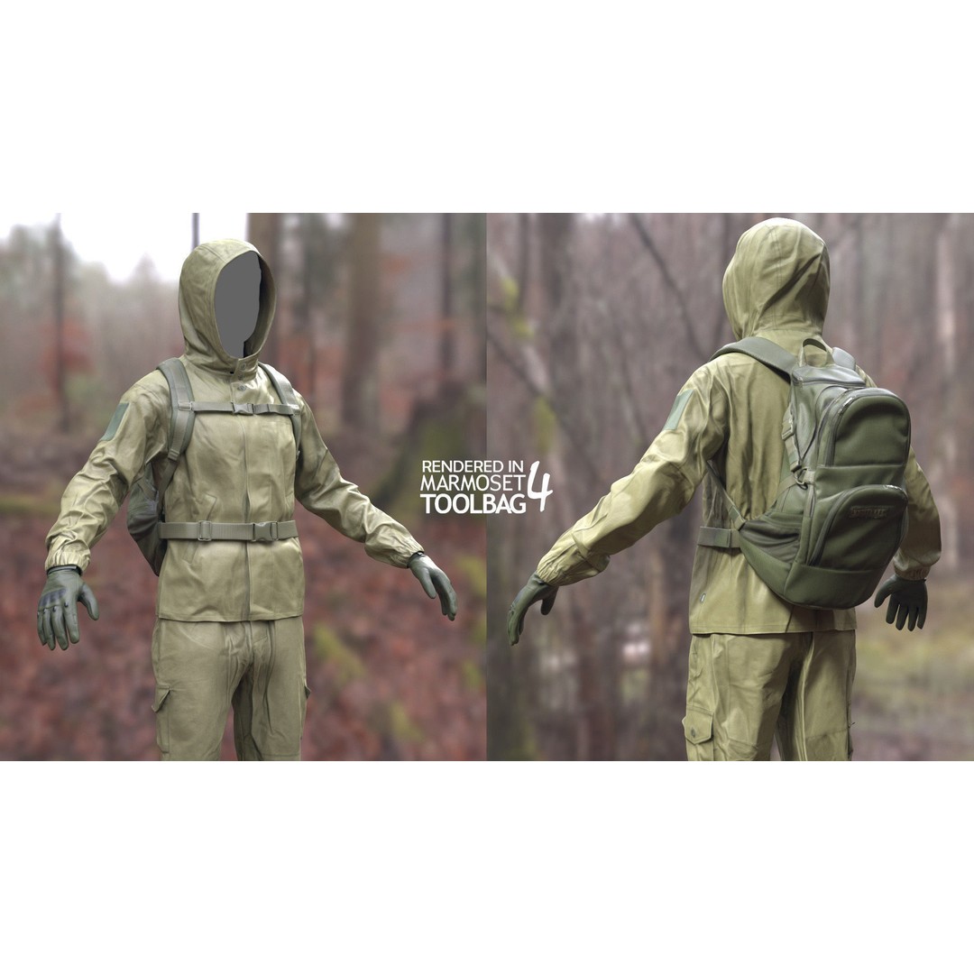 Male Hunting Outfit 3D Model – Low Poly Rigged Character for Games - View 3