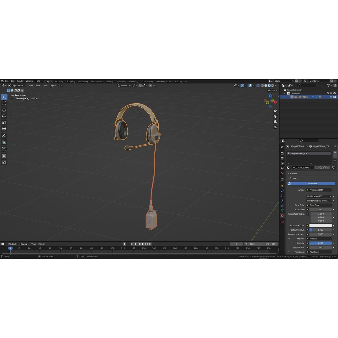 FALCOM OTE2000 3D Model – Low-Poly Game-Ready Tactical Headset, FBX