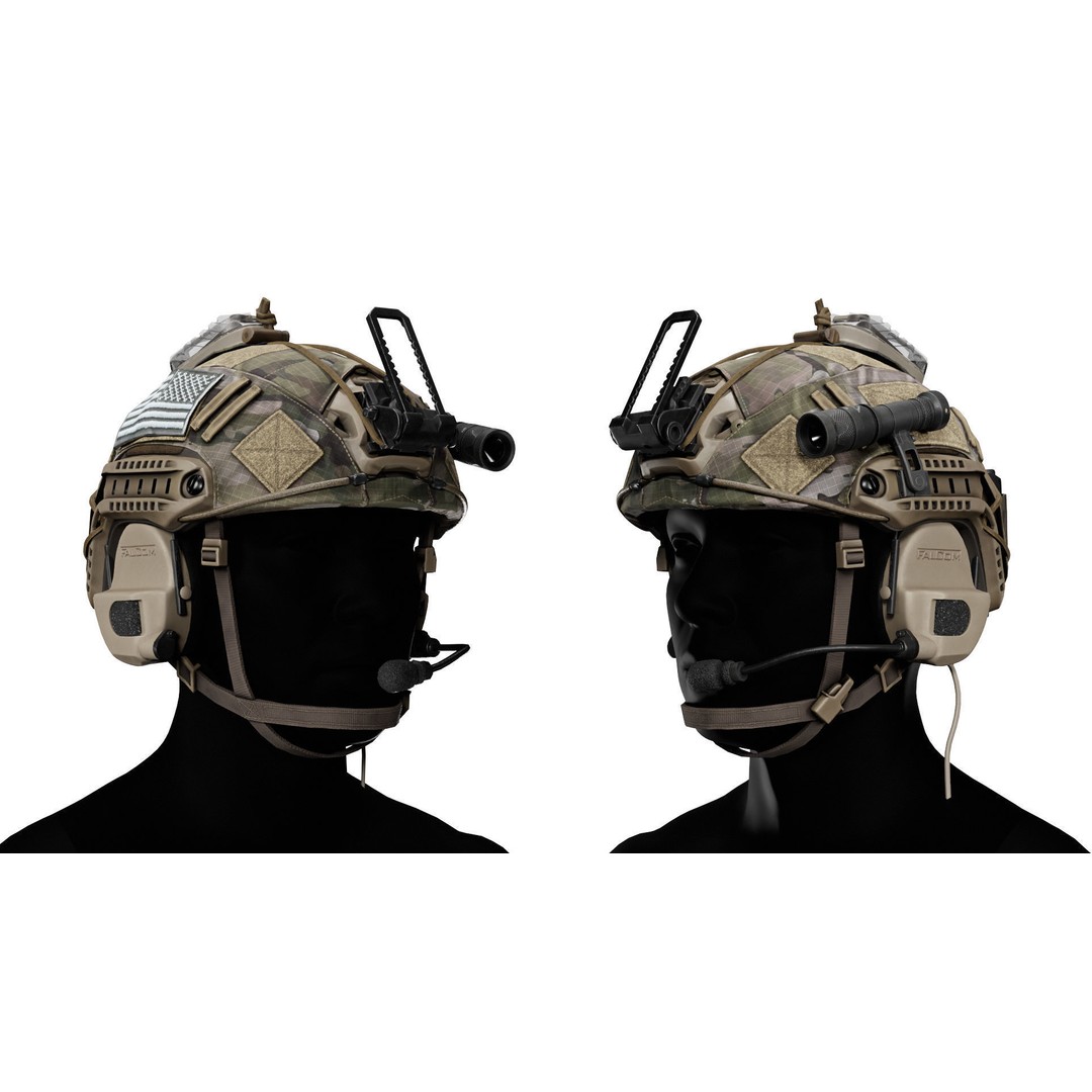 FALCOM OTE2000 3D Model – Low-Poly Game-Ready Tactical Headset, FBX - View 4