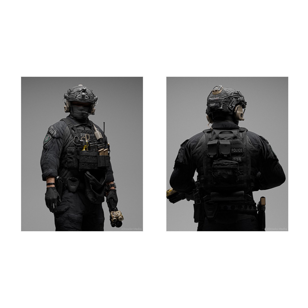 FALCOM OTE2000 3D Model – Low-Poly Game-Ready Tactical Headset, FBX - View 5