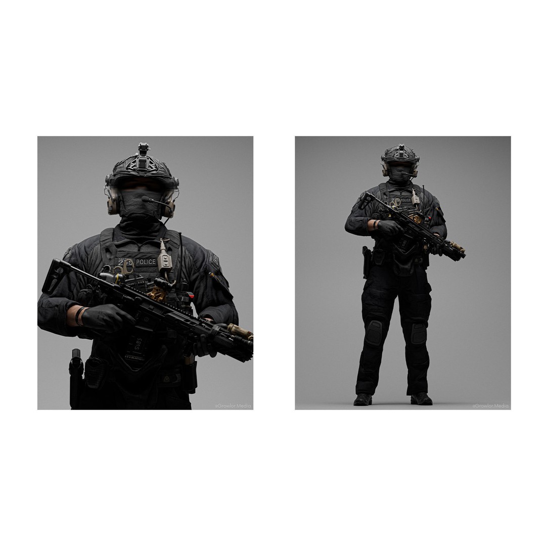 FALCOM OTE2000 3D Model – Low-Poly Game-Ready Tactical Headset, FBX - View 7