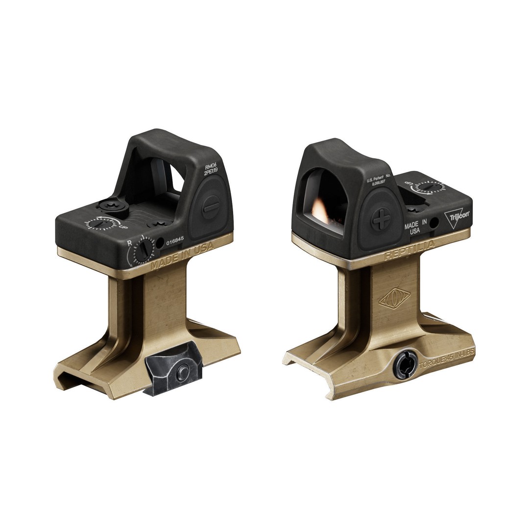 Trijicon RMR Type 2 Red Dot Sight 3D Model – Low Poly Game Asset, FBX, OBJ - View 3